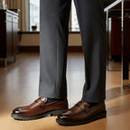 Black Medicated Genuine Leather Chunky Loafers for Men – Premium Comfort & Orthopedic Support